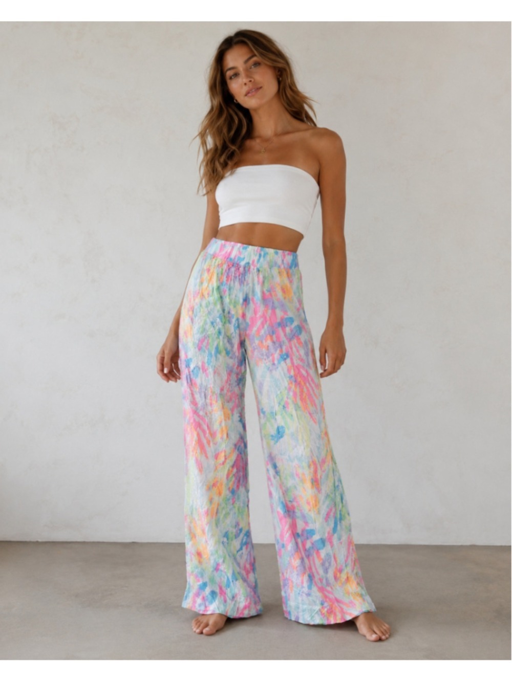 NWT Lilly Pulitzer Bal Harbour Palazzo Pants Catch The Wave Neon Wide Leg Size M